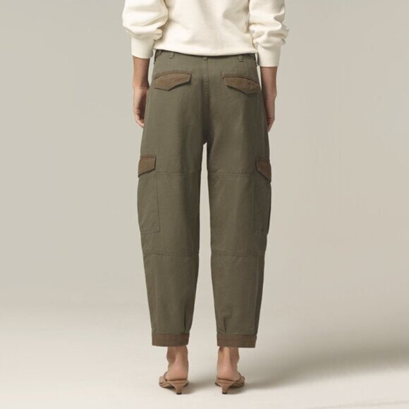 NWOT Citizens of Humanity two tone beige cargo cotton linen surplus pants 24 - Picture 4 of 13